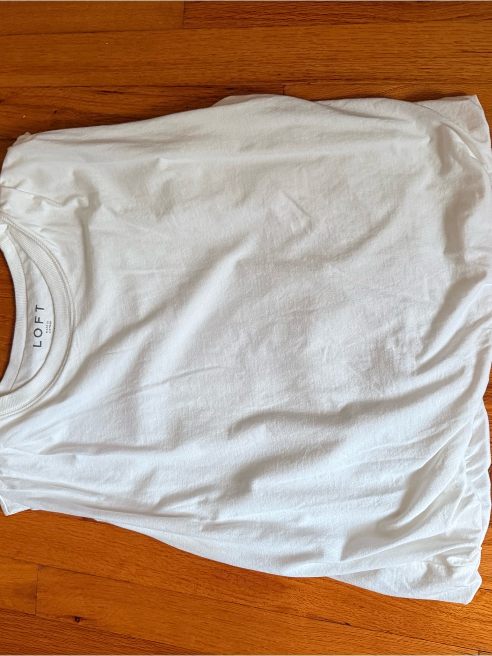 LOFT White Crewneck Tank top bubble hem